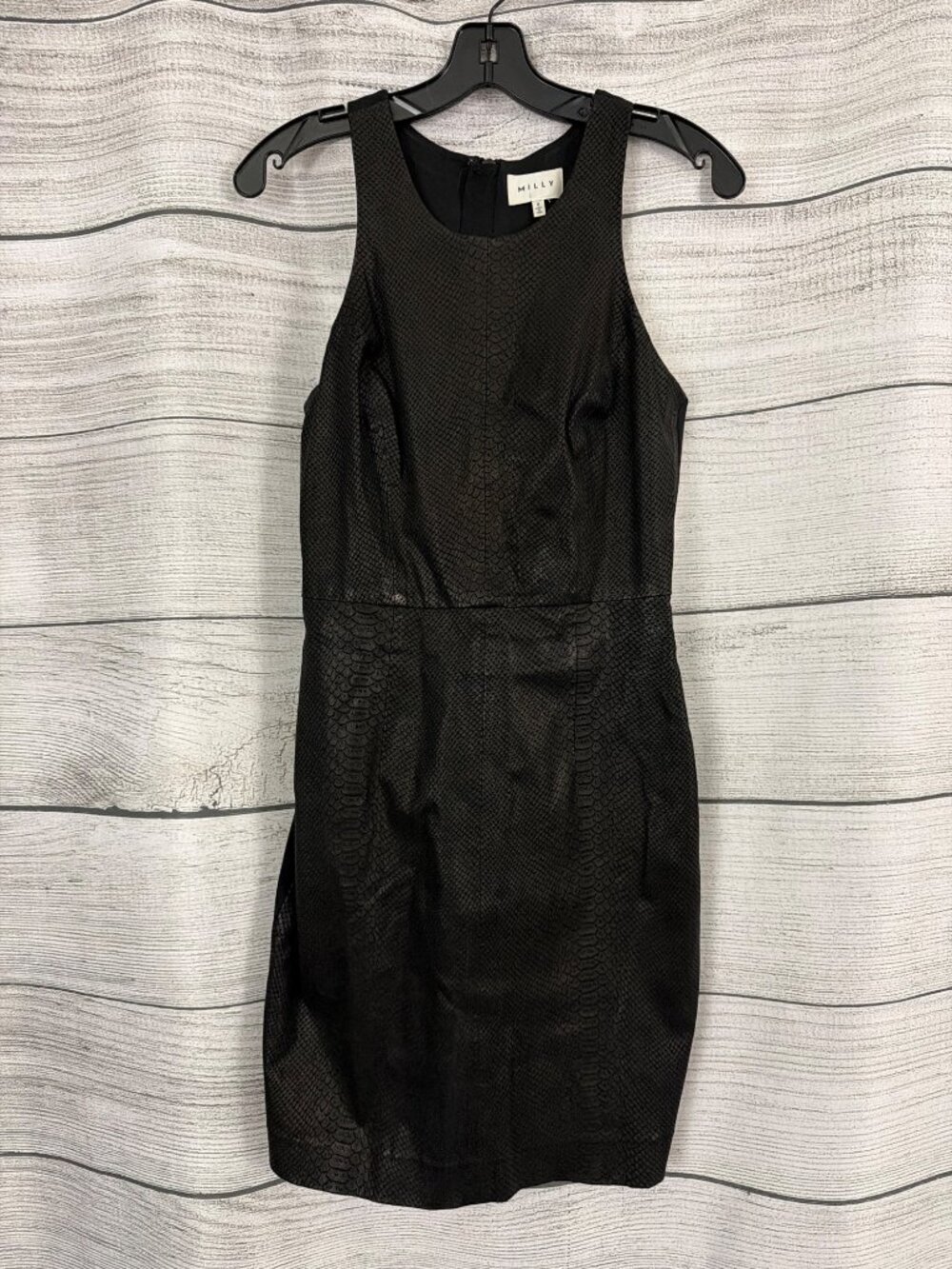 Milly Lambskin Snake Print Design Textured Sleeveless Sheath Dress Size 6